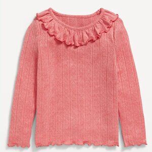 Old Navy Long-Sleeve Ruffle-Trim Pointelle-Knit Top for Toddler Girls